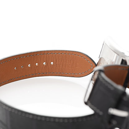 Hermes Stainless Steel Alligator 33mm Cape Cod Double Tour Quartz Watch Noir 5 of 7