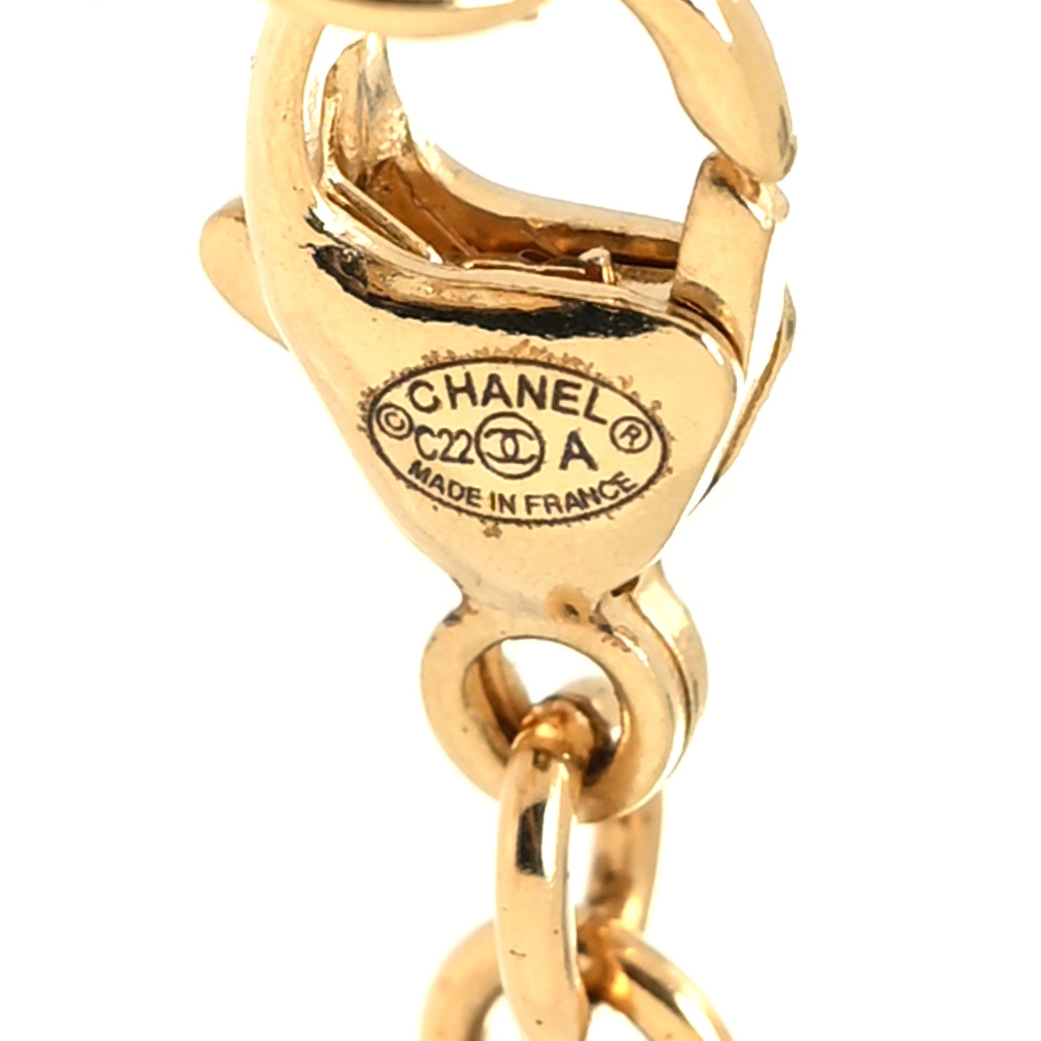 Chanel Pearl Crystal CC Pendant Necklace Gold Pink Pearly White 5 of 6