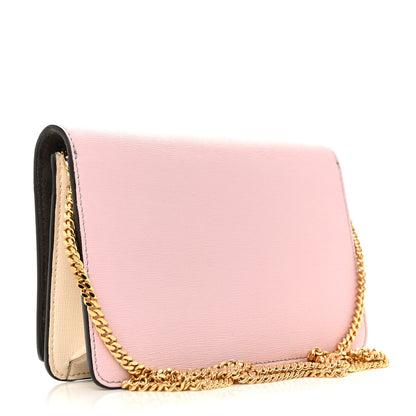 Fendi Vitello Elite Monster Eyes Studded Tube Wallet on Chain Grey Powder Cuoio Bubblegum 3 of 13