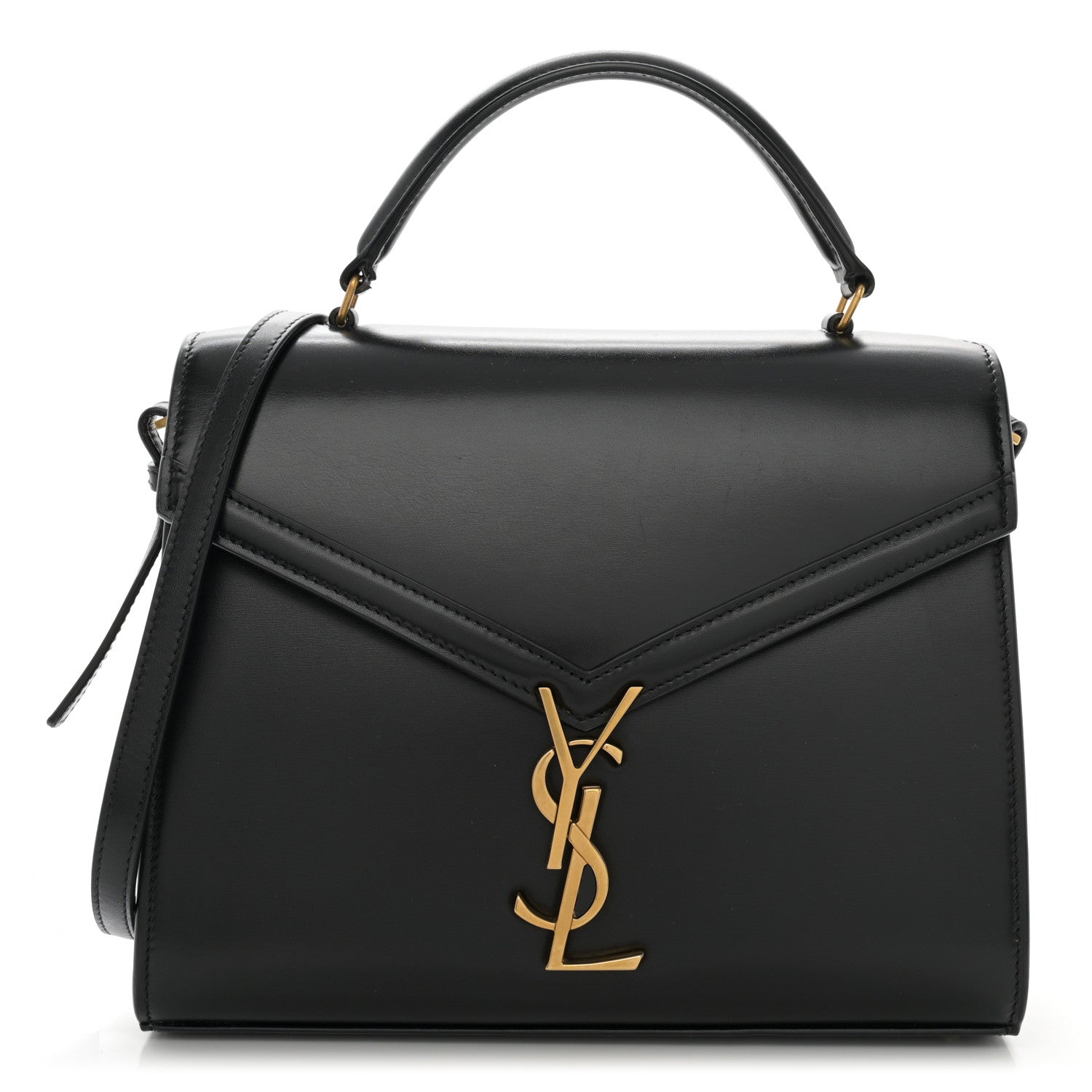 Saint Laurent Smooth Calfskin Medium Classic Monogram Cassandra Top Handle Black Rouge Legion 1 of 13