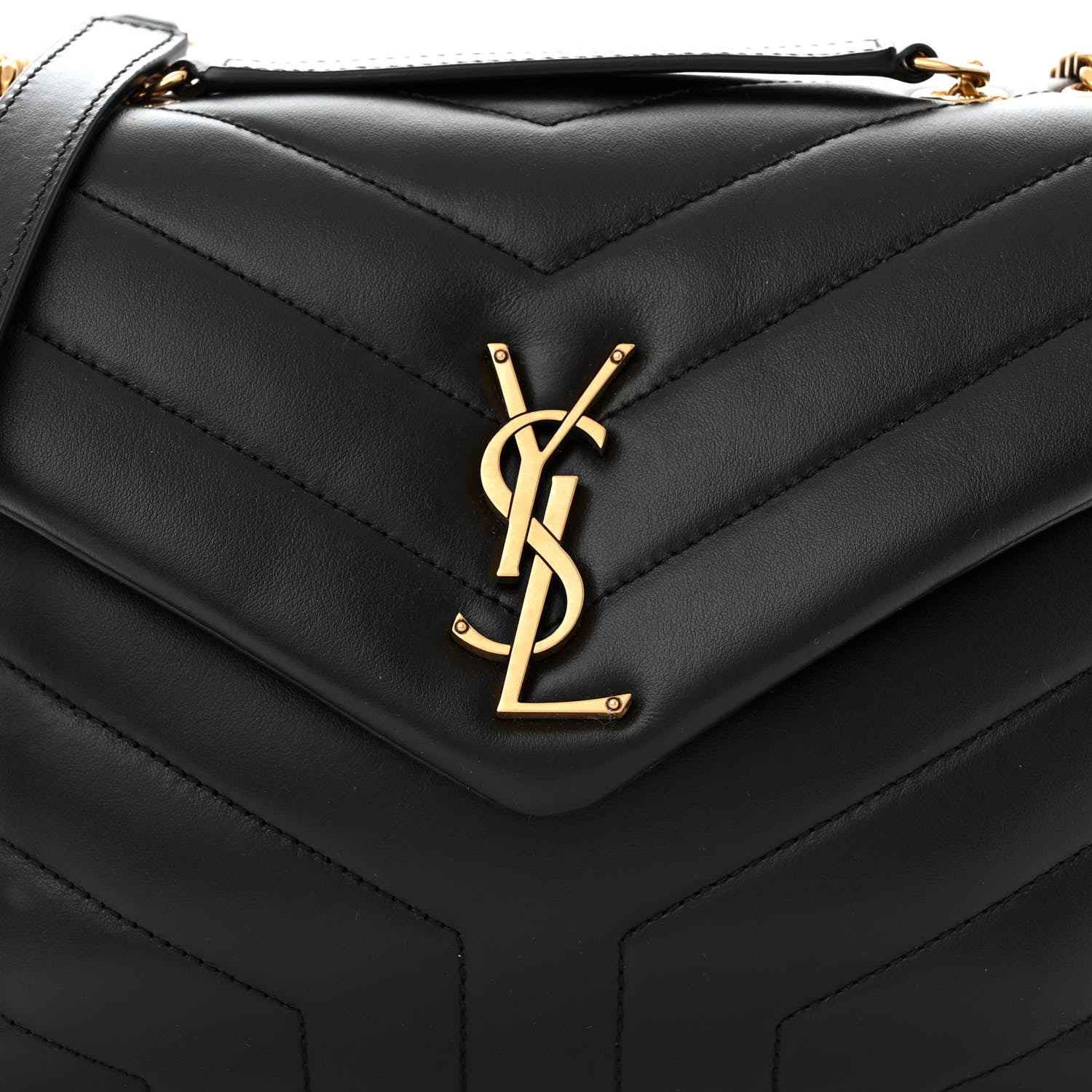 Saint Laurent Calfskin Y Quilted Monogram Small Loulou Chain Satchel Black 8 of 10