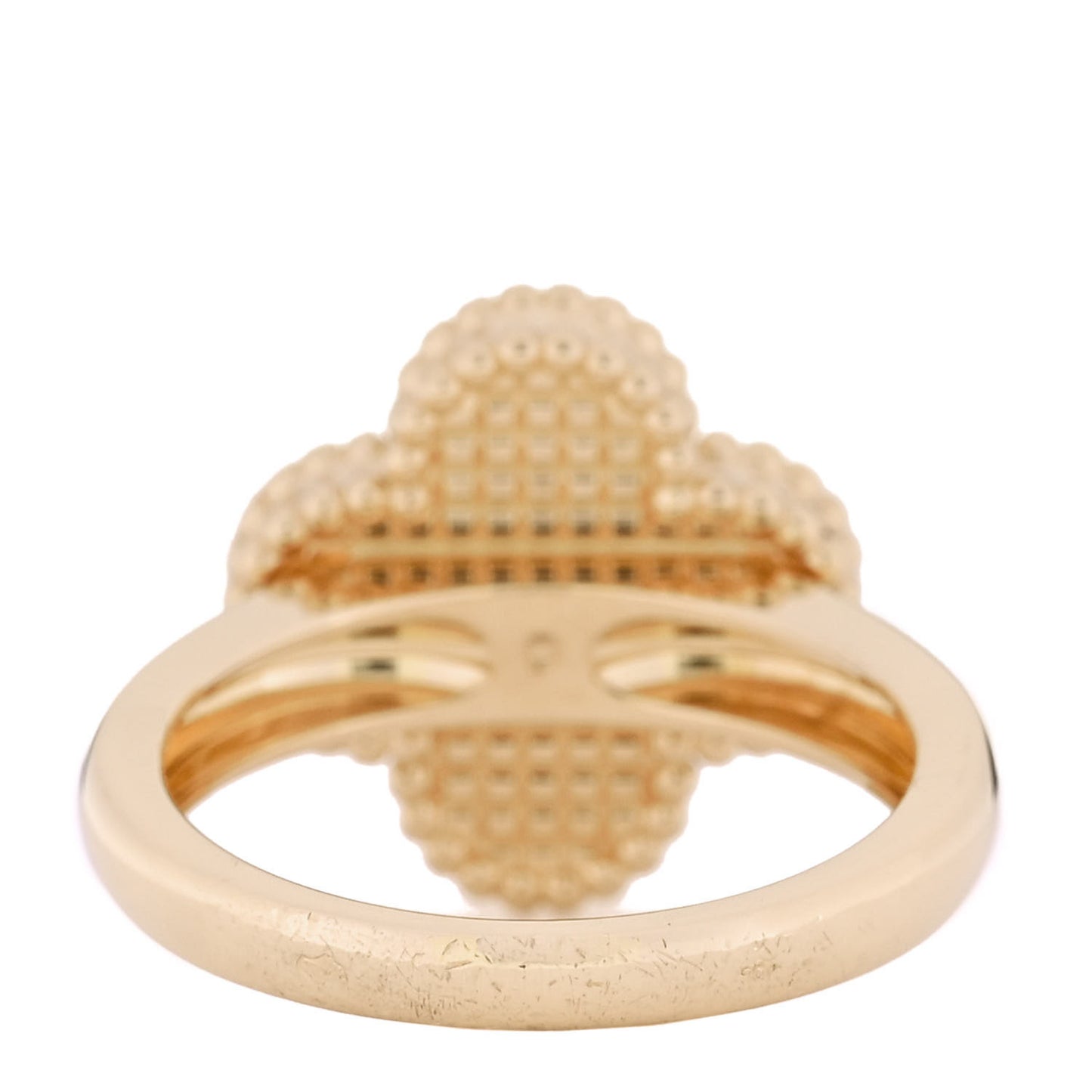 18K Yellow Gold Guilloche Vintage Alhambra Ring 53 6.5