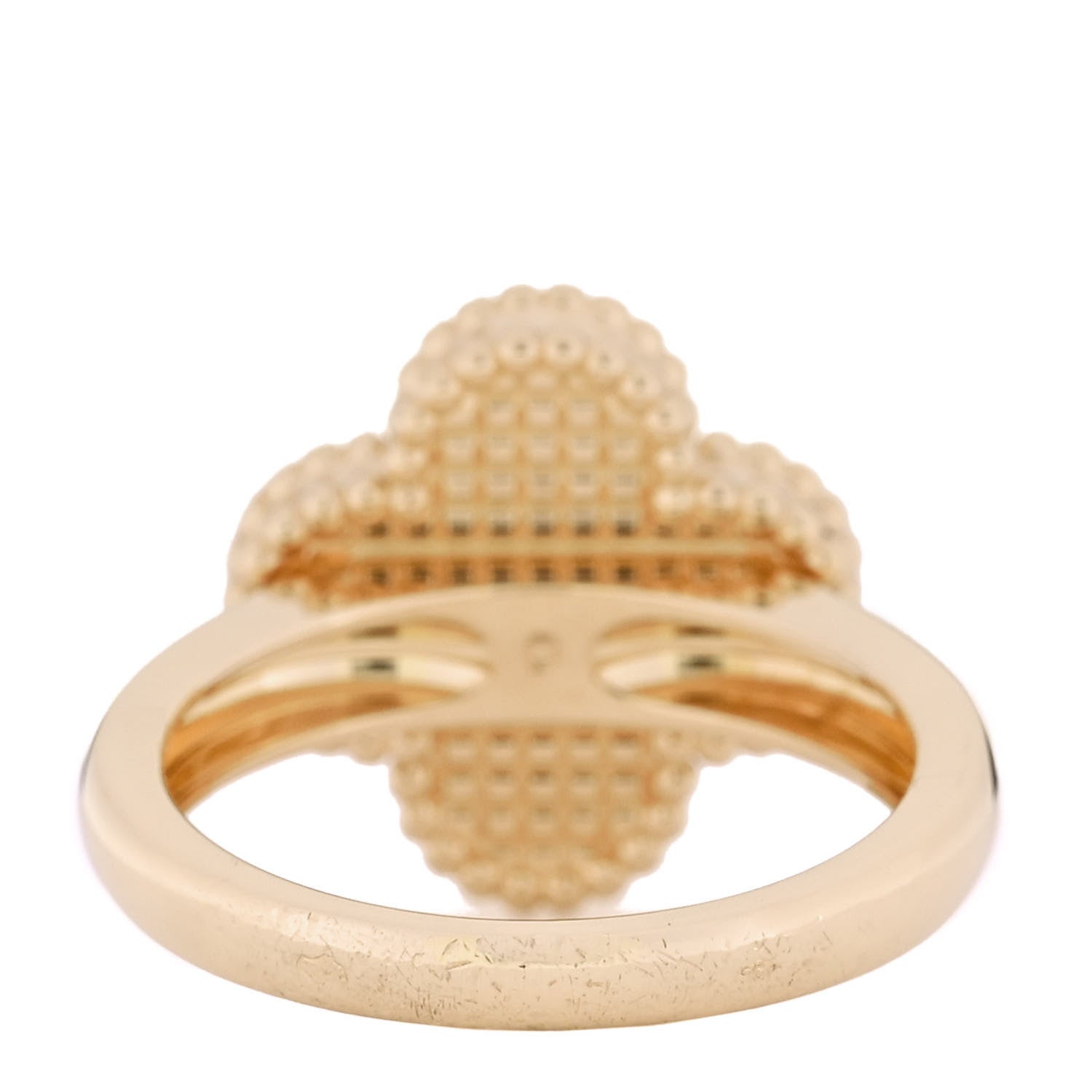 Van Cleef & Arpels 18K Yellow Gold Guilloche Vintage Alhambra Ring 53 6.5 3 of 5