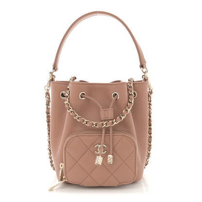 Chanel Shiny Grained Calfskin Quilted Mini Clutch With Chain Brown 1 of 11