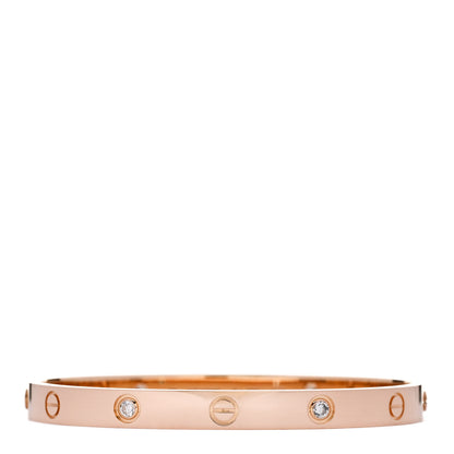 Cartier 18K Pink Gold 4 Diamond LOVE Bracelet 18 1 of 9