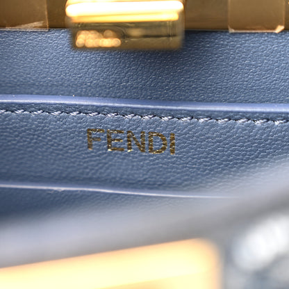 Fendi Denim Emroidered Coral Bandana Petite Peekaboo I SEE U Satchel Mirto 7 of 10