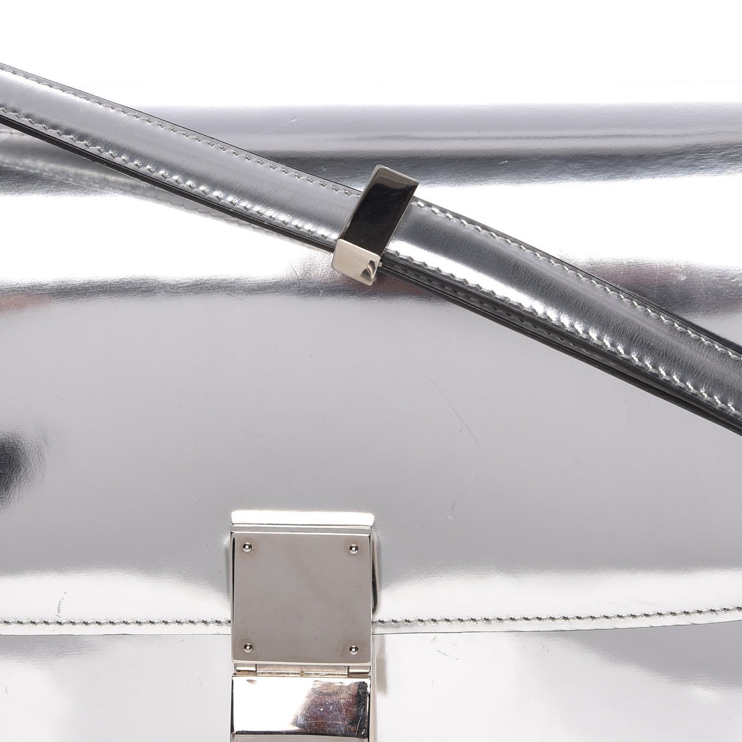 Mirror Box Calfskin Medium Classic Box Flap Bag Silver