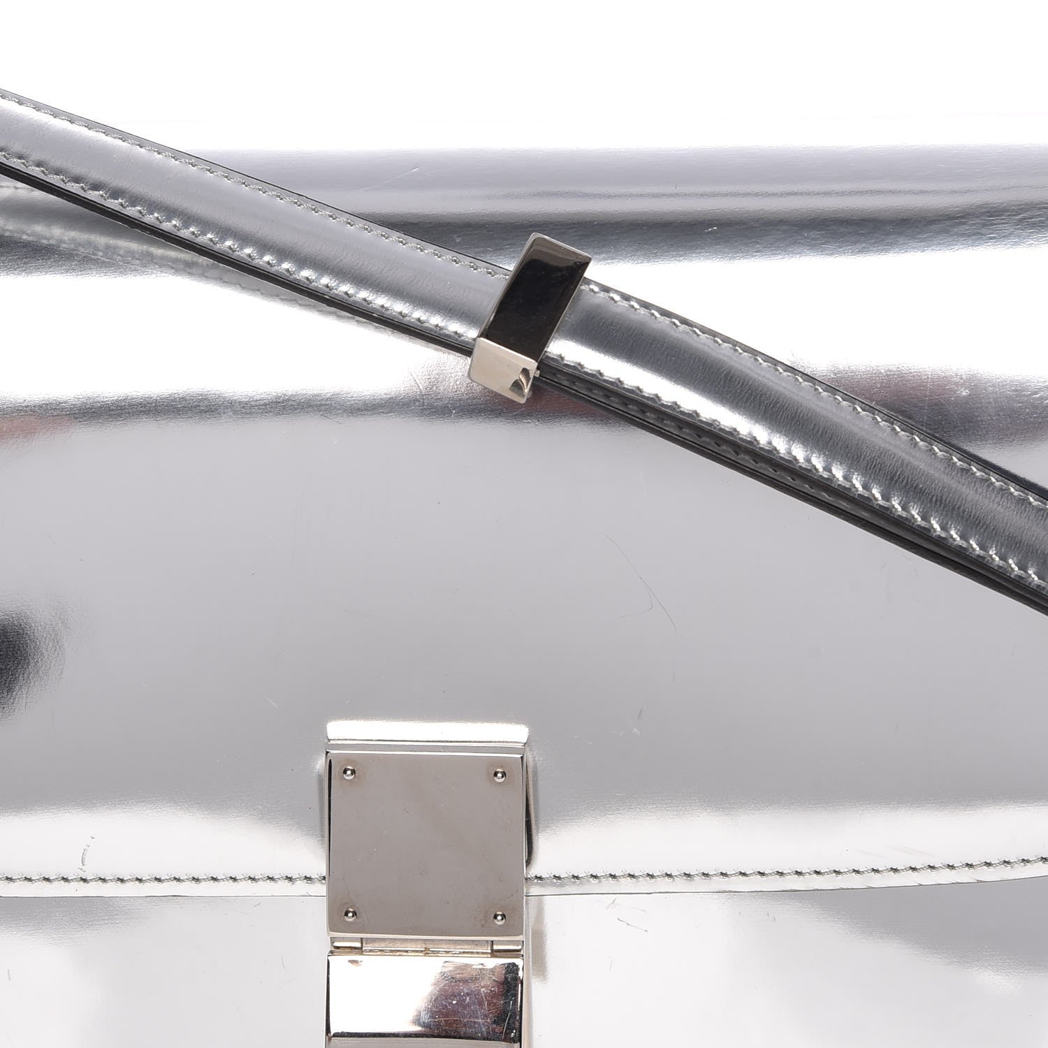 Celine Mirror Box Calfskin Medium Classic Box Flap Bag Silver 12 of 15