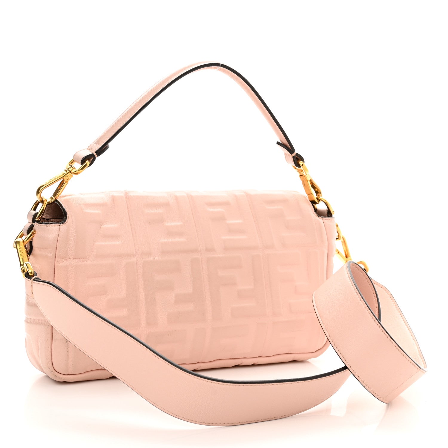 Fendi Nappa FF 1974 Embossed Baguette Rosa Quarzo 3 of 11