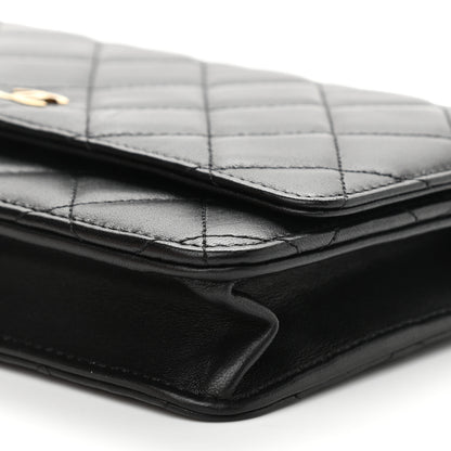 Chanel Lambskin Quilted Wallet On Chain WOC Black 10 of 12