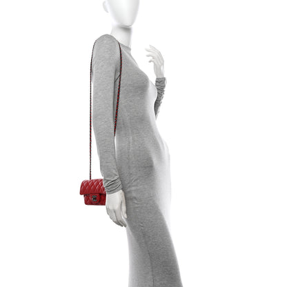 Chanel Lambskin Quilted Extra Mini Rectangular Flap Red 2 of 10