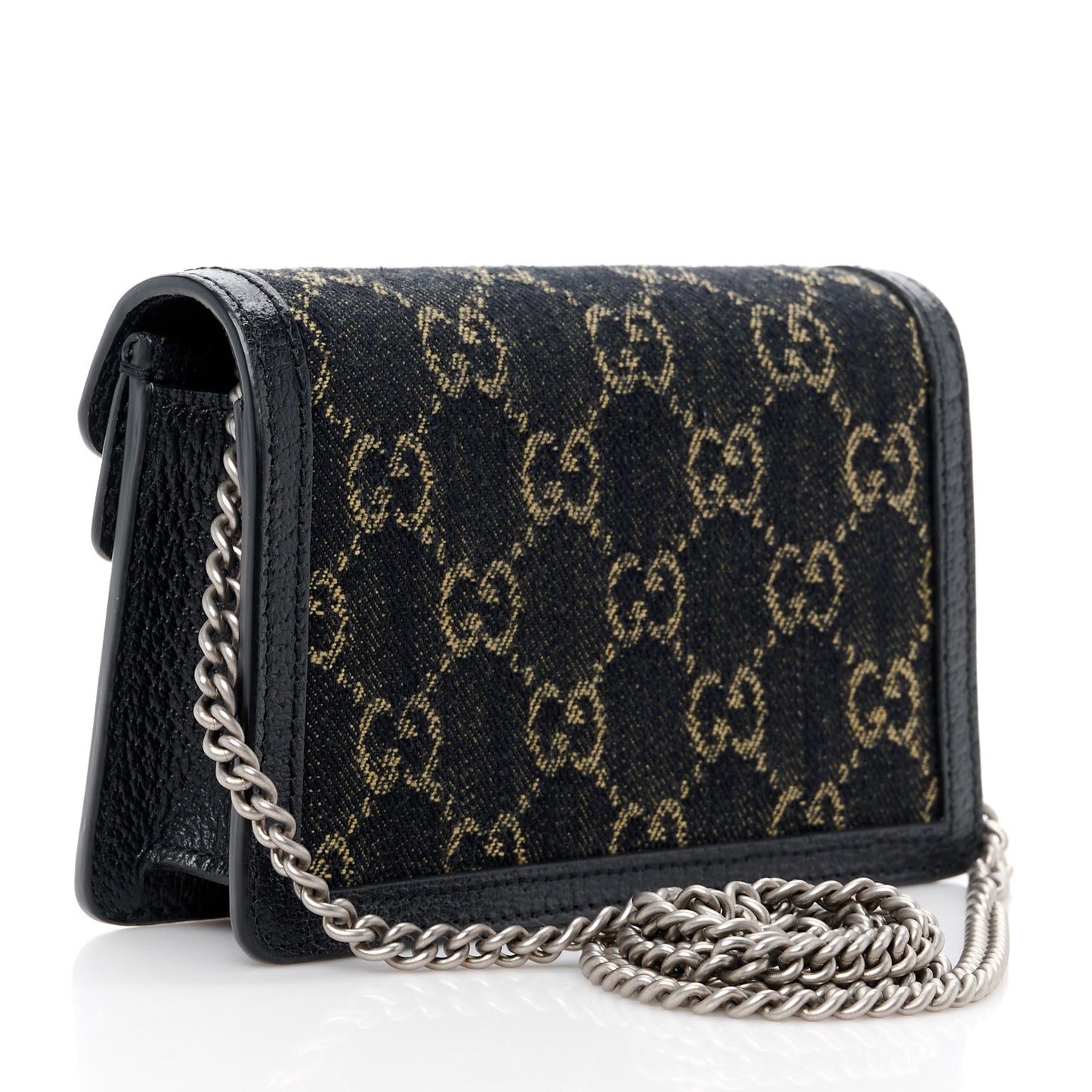 Jacquard Black Denim GG Monogram Super Mini Dionysus Shoulder Bag Black Ivory