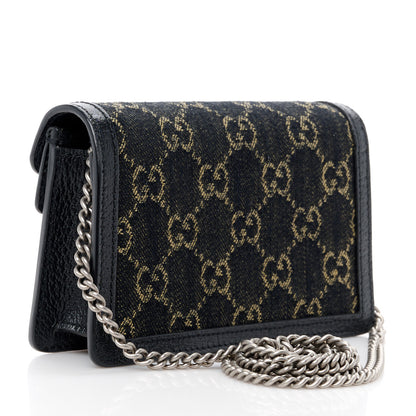 Gucci Jacquard Black Denim GG Monogram Super Mini Dionysus Shoulder Bag Black Ivory 3 of 10