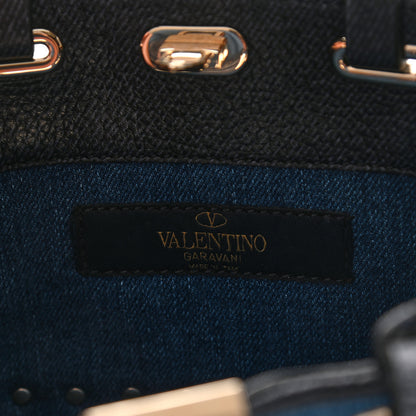 Valentino Garavani Denim Butterfly Embroidered Mini Rockstud Tote Blue Multicolor 6 of 11