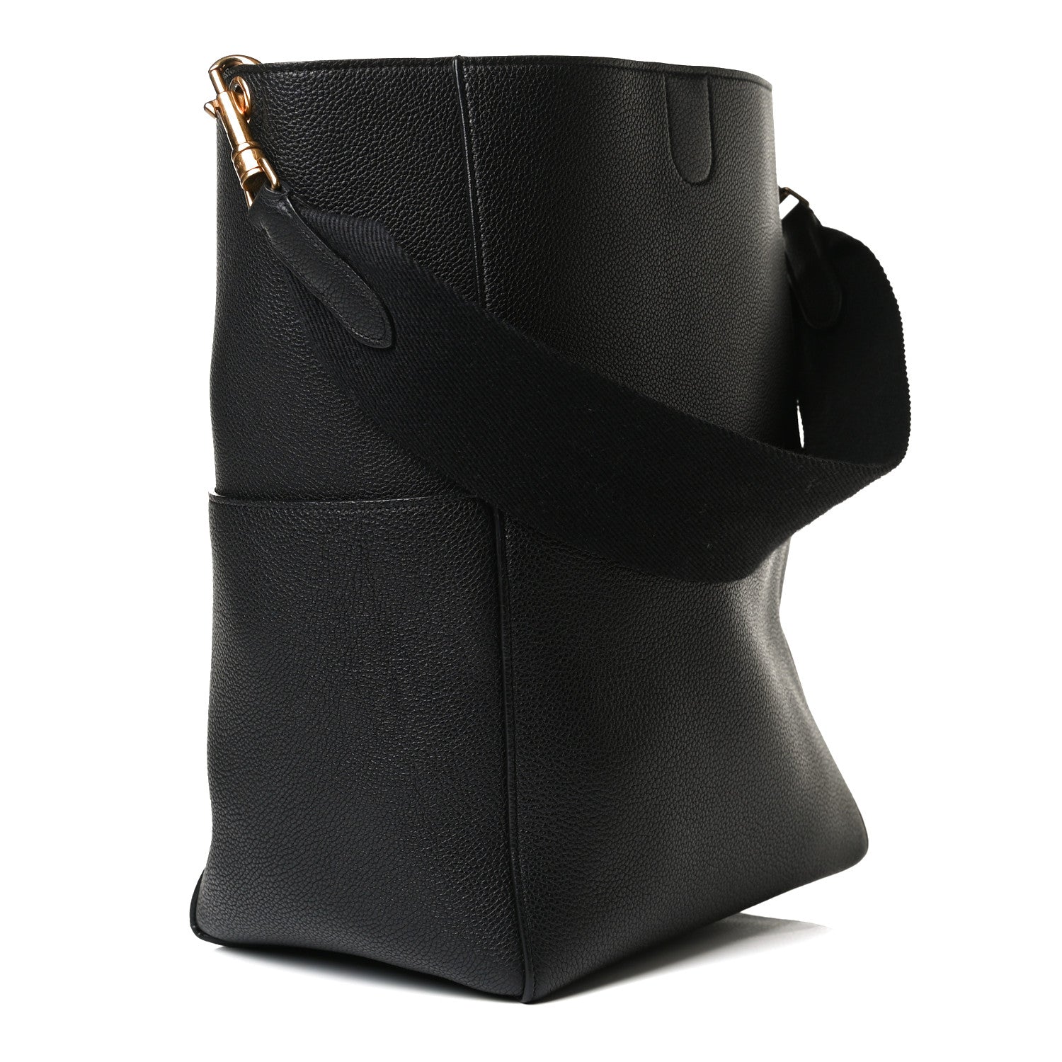 Celine Soft Grained Calfskin Sangle Bucket Bag Black 3 of 11