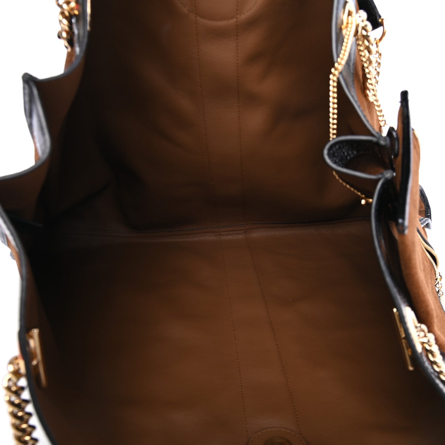Suede Patent Maxi Rajah Chain Tote Nocciola Black