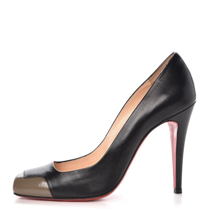 Christian Louboutin Patent Nappa Lady Grant 100 Cap Toe Pumps 40 Grey Black 1 of 16