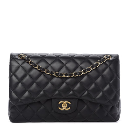 Chanel Lambskin Quilted Jumbo Double Flap Black 1 of 9