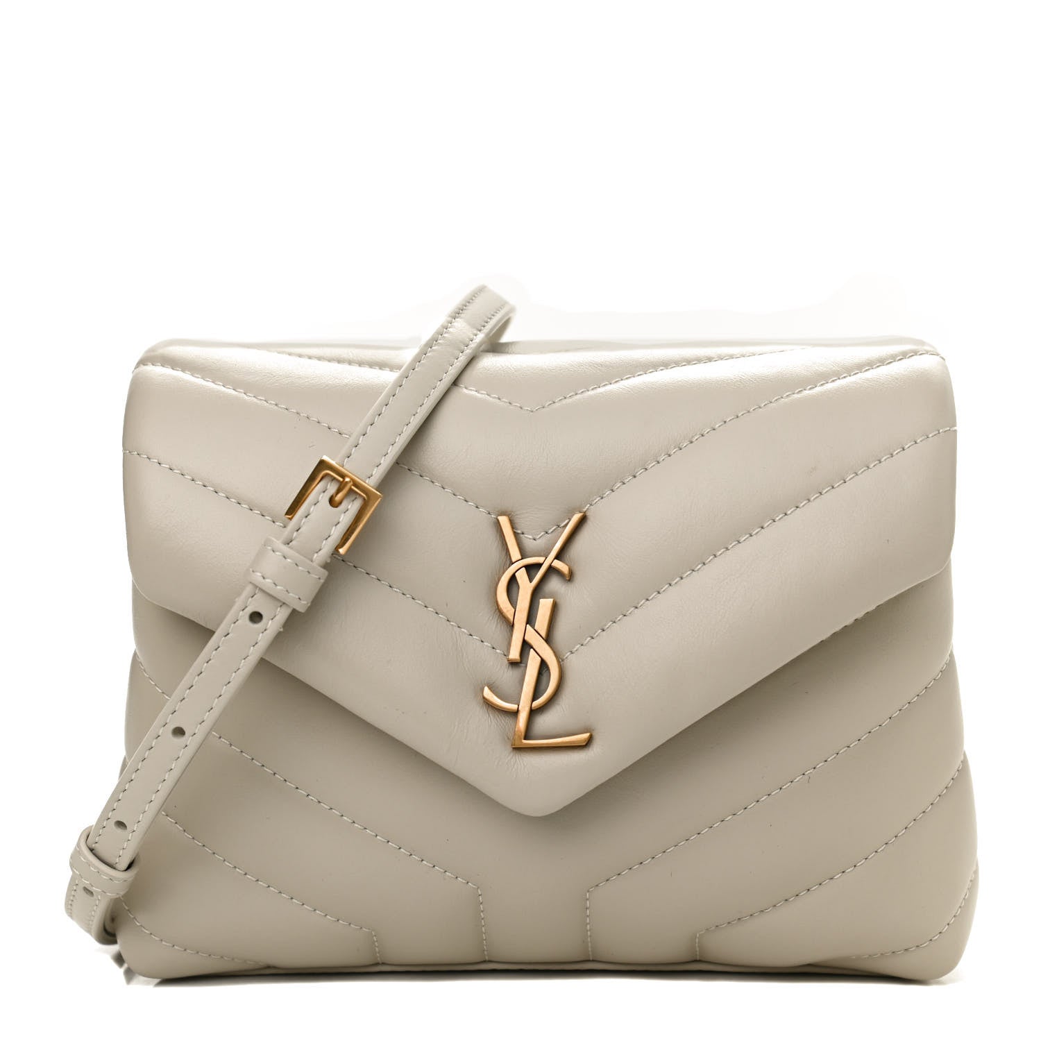 Saint Laurent Calfskin Y Quilted Monogram Toy Loulou Crossbody Bag Crema Soft 1 of 13