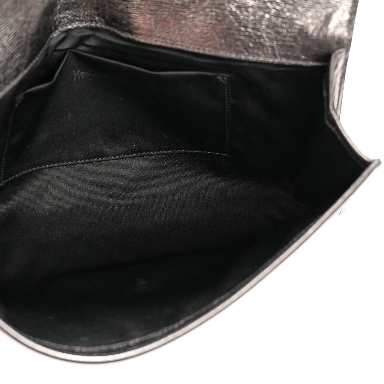 Saint Laurent Metallic Calfskin Large Belle De Jour Clutch Dark Silver 5 of 14