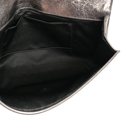 Saint Laurent Metallic Calfskin Large Belle De Jour Clutch Dark Silver 5 of 14