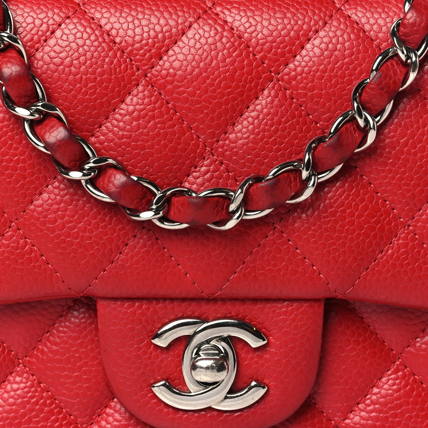 Chanel Caviar Quilted Mini Square Flap Red 8 of 12