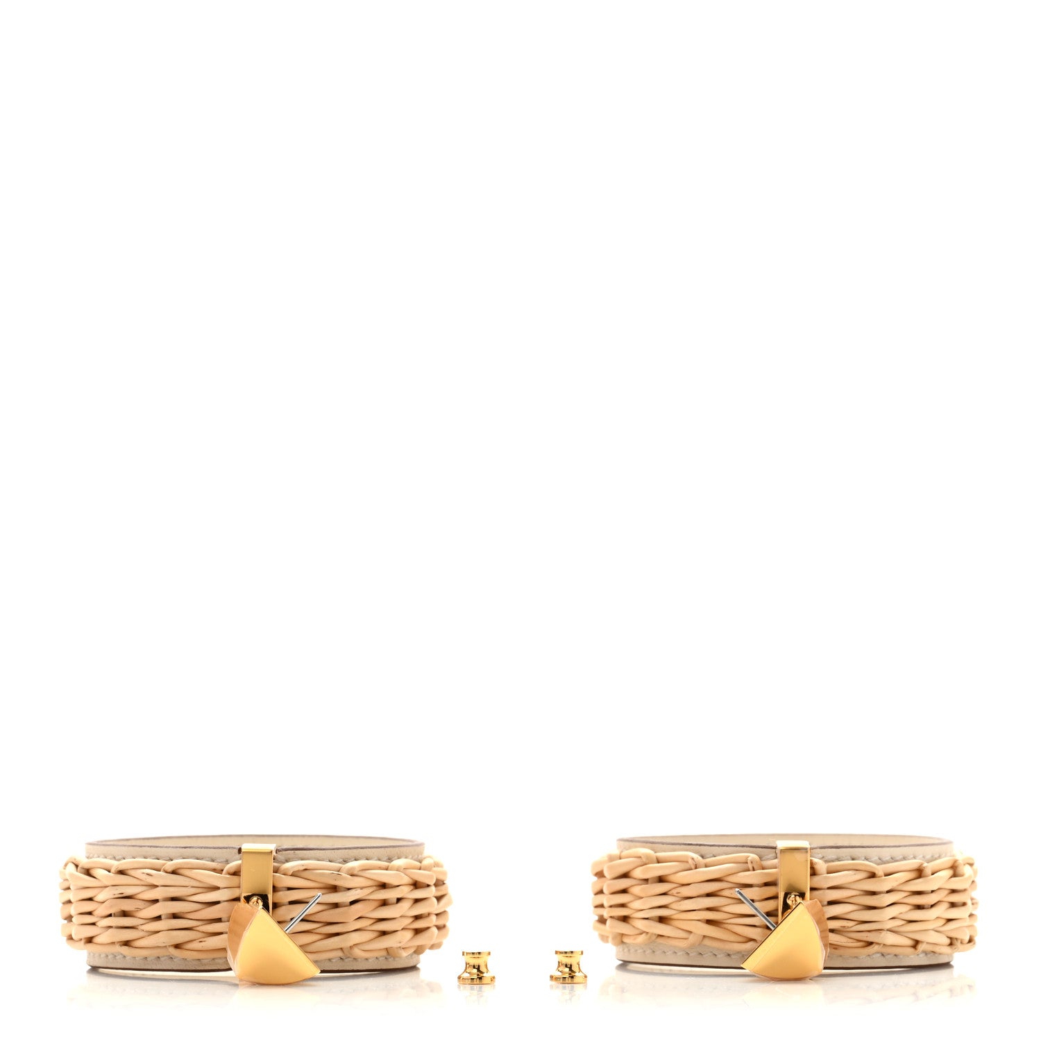 Hermes Wicker Swift Medor Picnic Earrings GM Nata 3 of 6