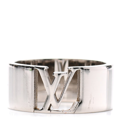 Louis Vuitton Metal LV Signature Logo Ring L Silver 1 of 5
