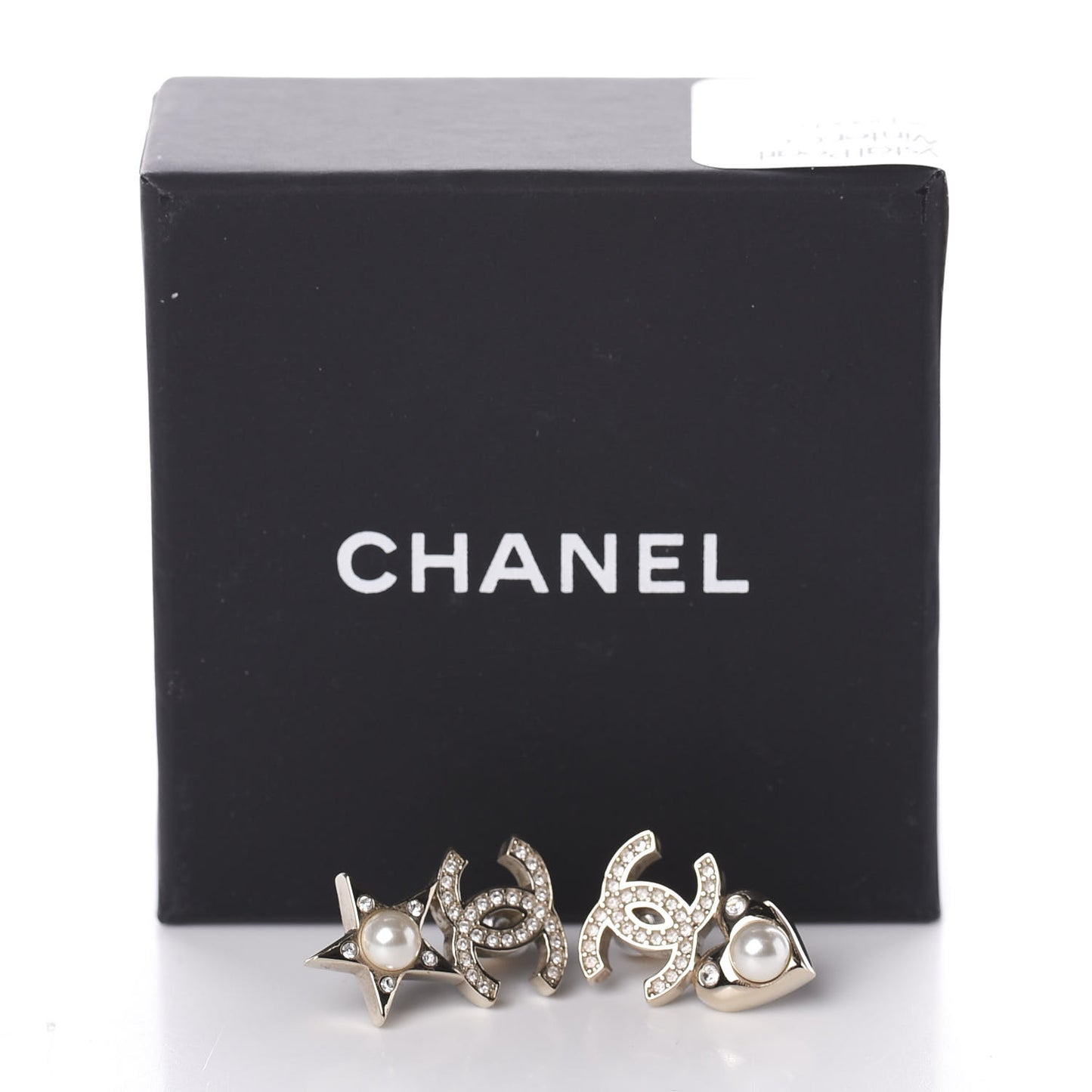 Crystal Pearl Charming Winter CC Star Heart Earrings Gold