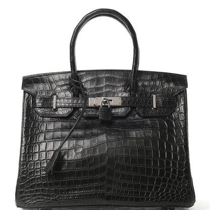 Hermes Matte Niloticus Crocodile Birkin 30 Black 33 of 43