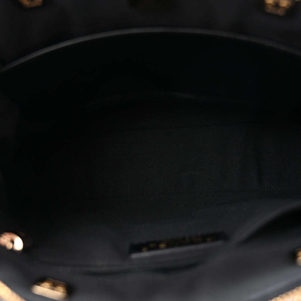 Patent Quilted Shiny Coco Small Shopping Bag Black