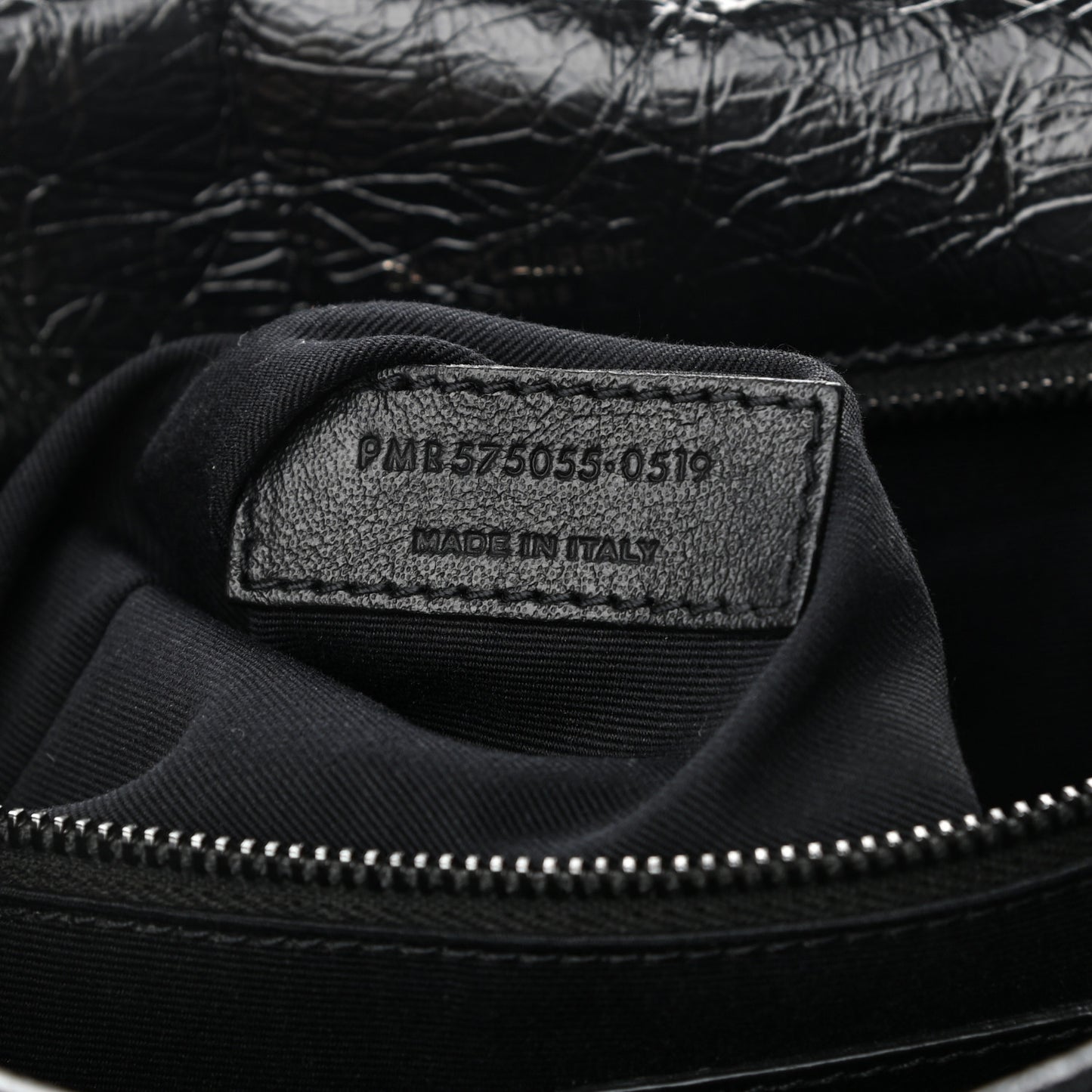 Crinkled Calfskin Matelasse Monogram Medium Niki Chain Satchel Black