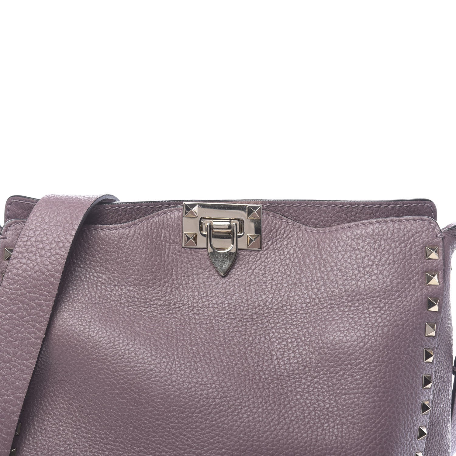Valentino Garavani Pebbled Calfskin Small Rockstud Flip-Lock Messenger Bag Dark Mauve 9 of 9