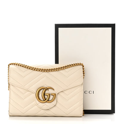 Gucci Calfskin Matelasse GG Marmont Chain Wallet Mystic White 15 of 15