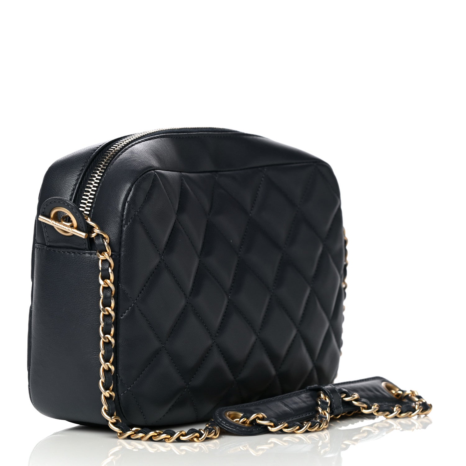 Chanel Lambskin Diamond CC Small Camera Case Dark Blue 3 of 11