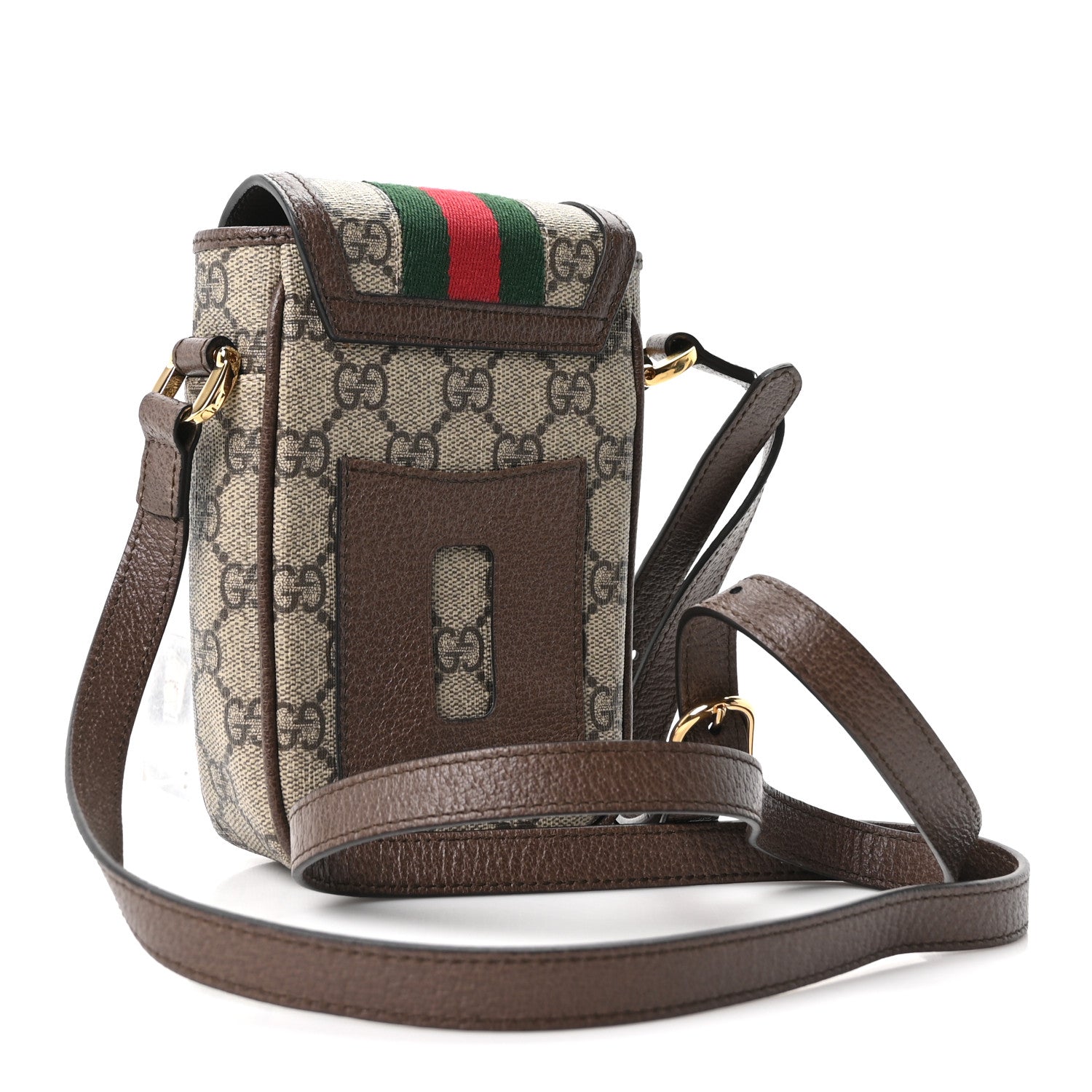 Gucci GG Supreme Monogram Web Ophidia Phone Crossbody Bag Beige New Acero 3 of 10