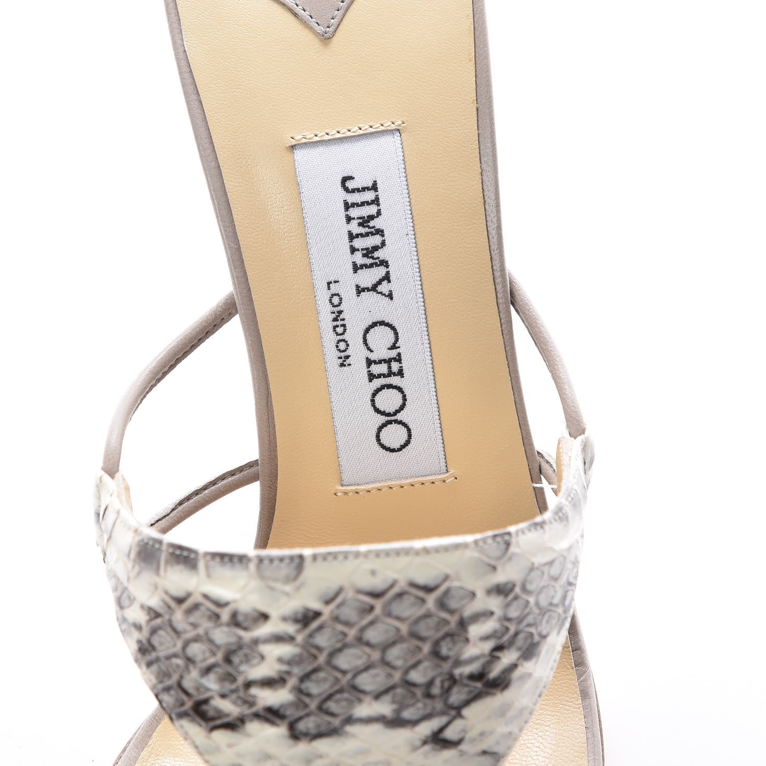 Jimmy Choo Elaphe Ness Triangle Sandals 38 Natural 9 of 10