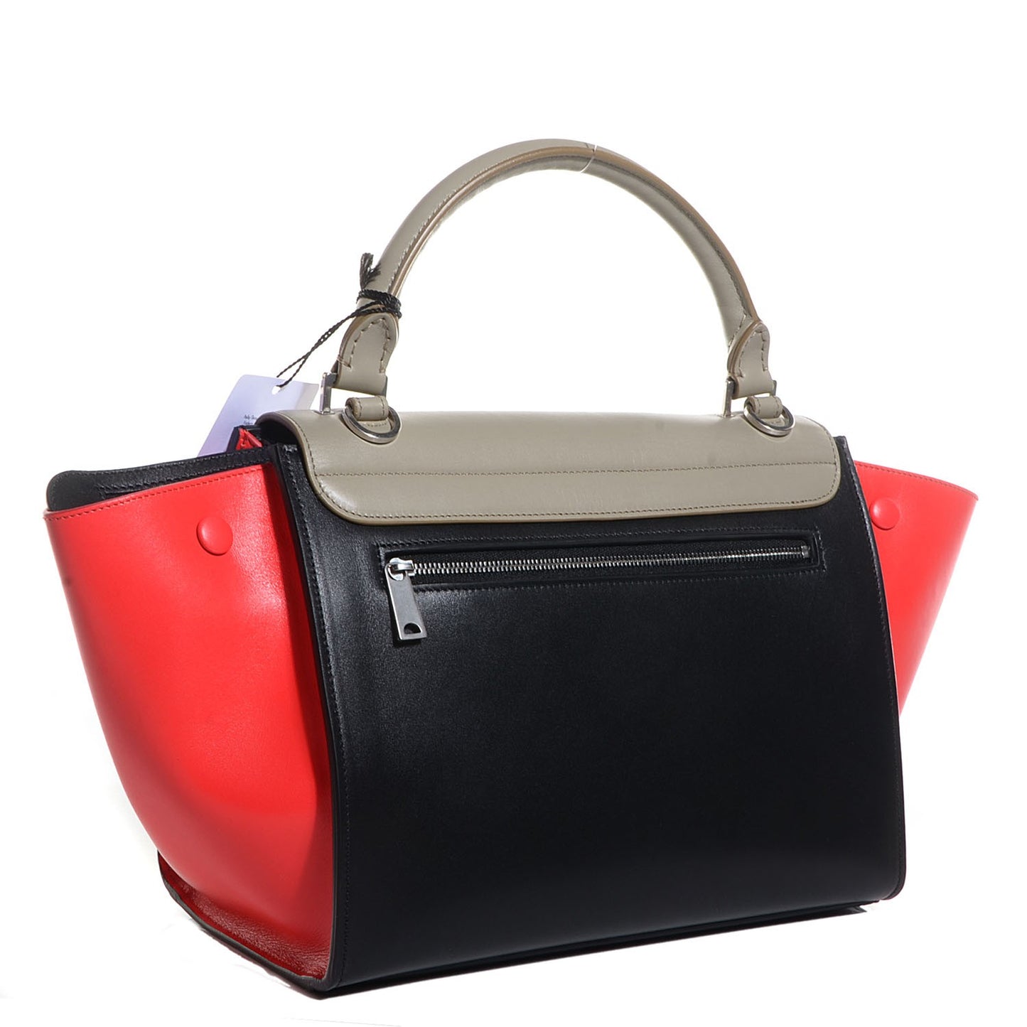 Satin Calfskin Small Tri-Color Trapeze Alizarin