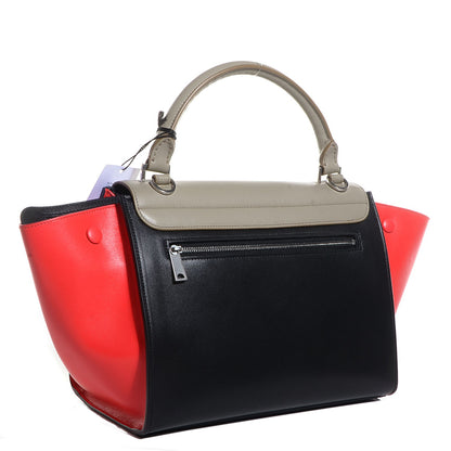 Celine Satin Calfskin Small Tri-Color Trapeze Alizarin 3 of 9