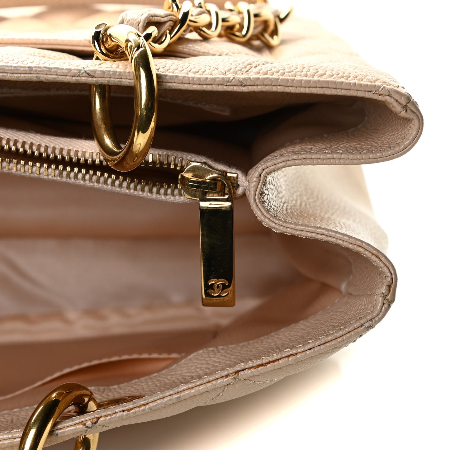 Caviar Quilted Grand Shopping Tote GST Beige