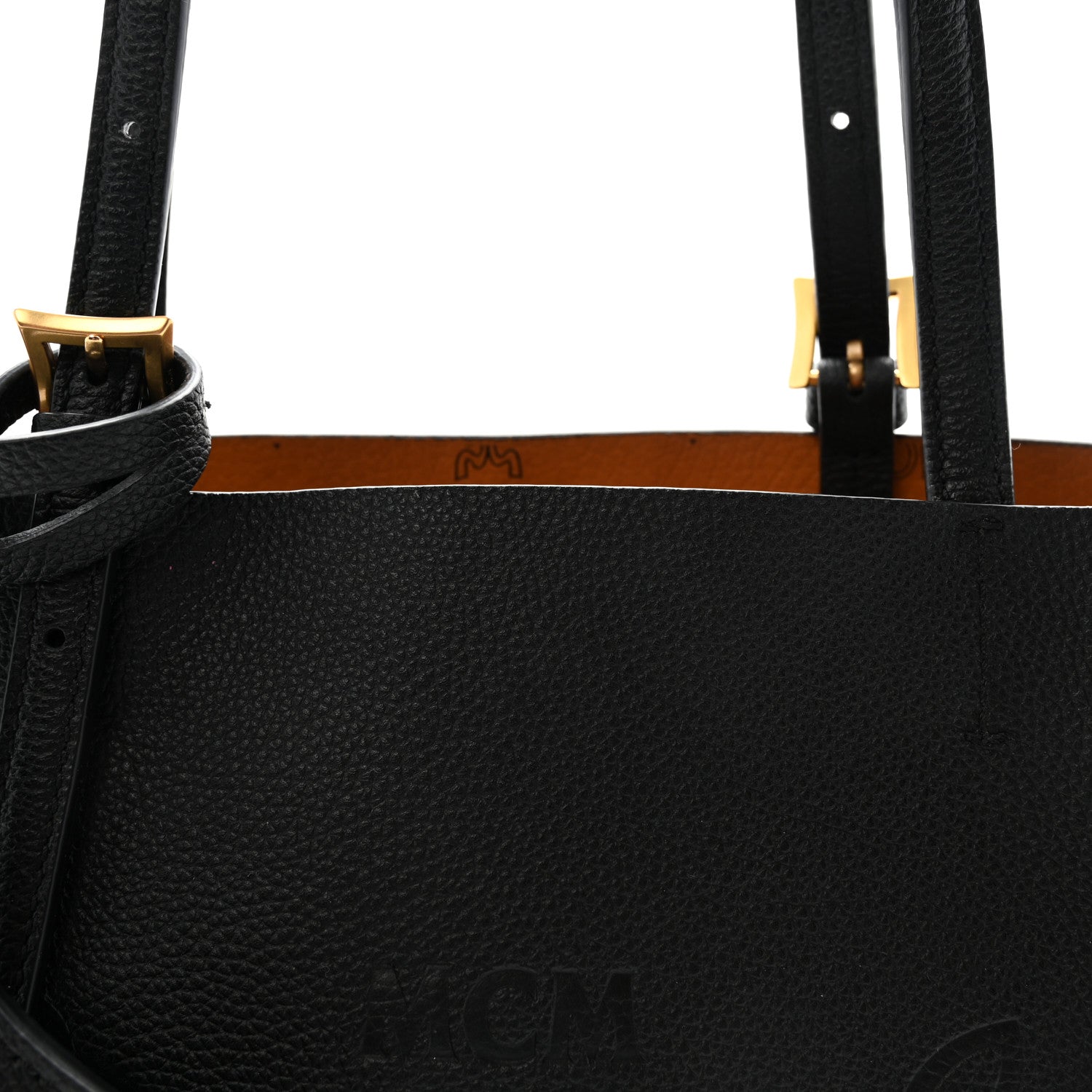 MCM Grained Calfskin Mini Himmel Shopper Tote Black 7 of 9