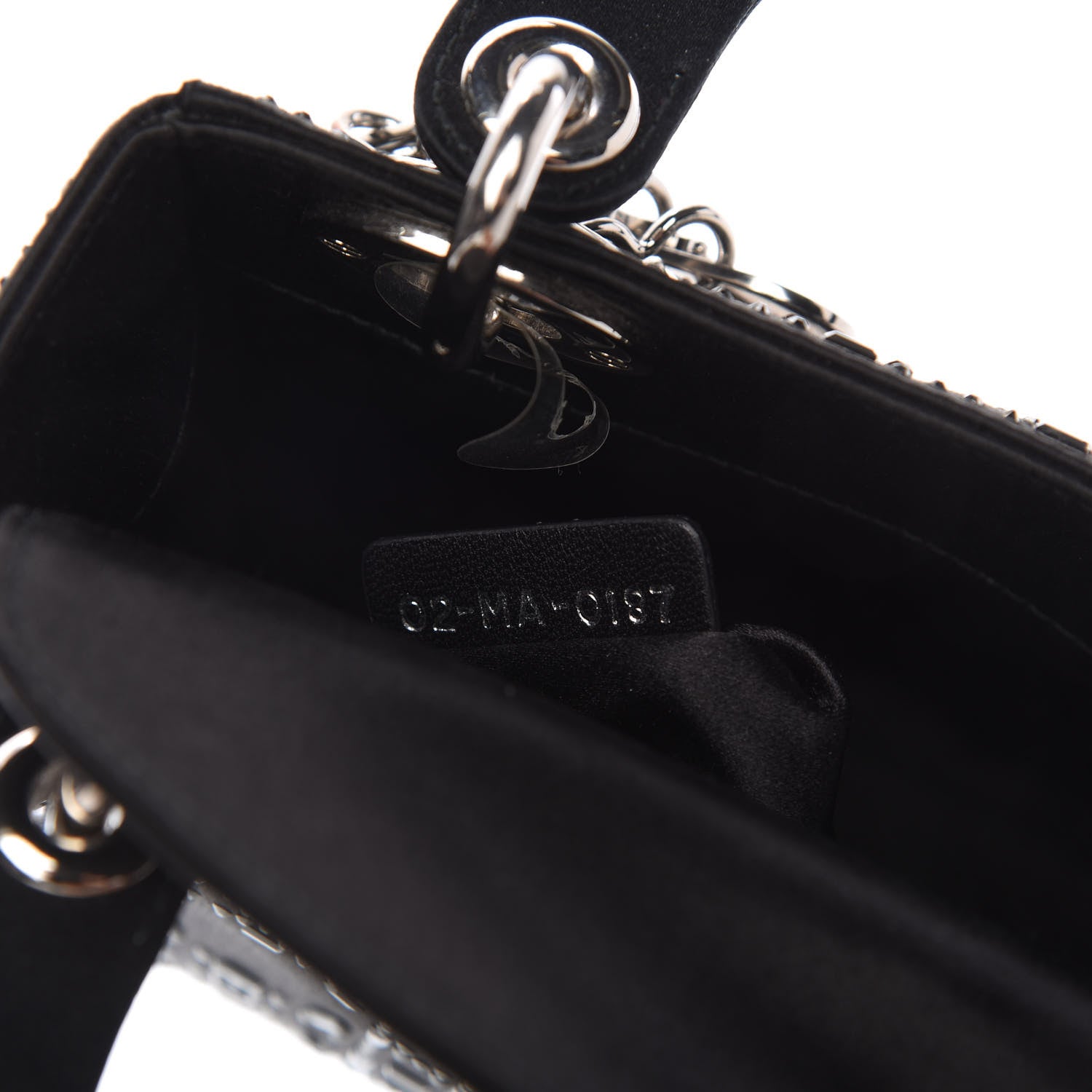 Christian Dior Satin Crystal Cannage Mini Lady Dior Black 9 of 10