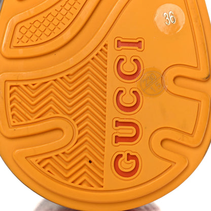 Gucci Calfskin Suede Mesh Lizard Embossed Womens Ultrapace Sneakers 36 Silver Anthracite Neon Orange 7 of 9