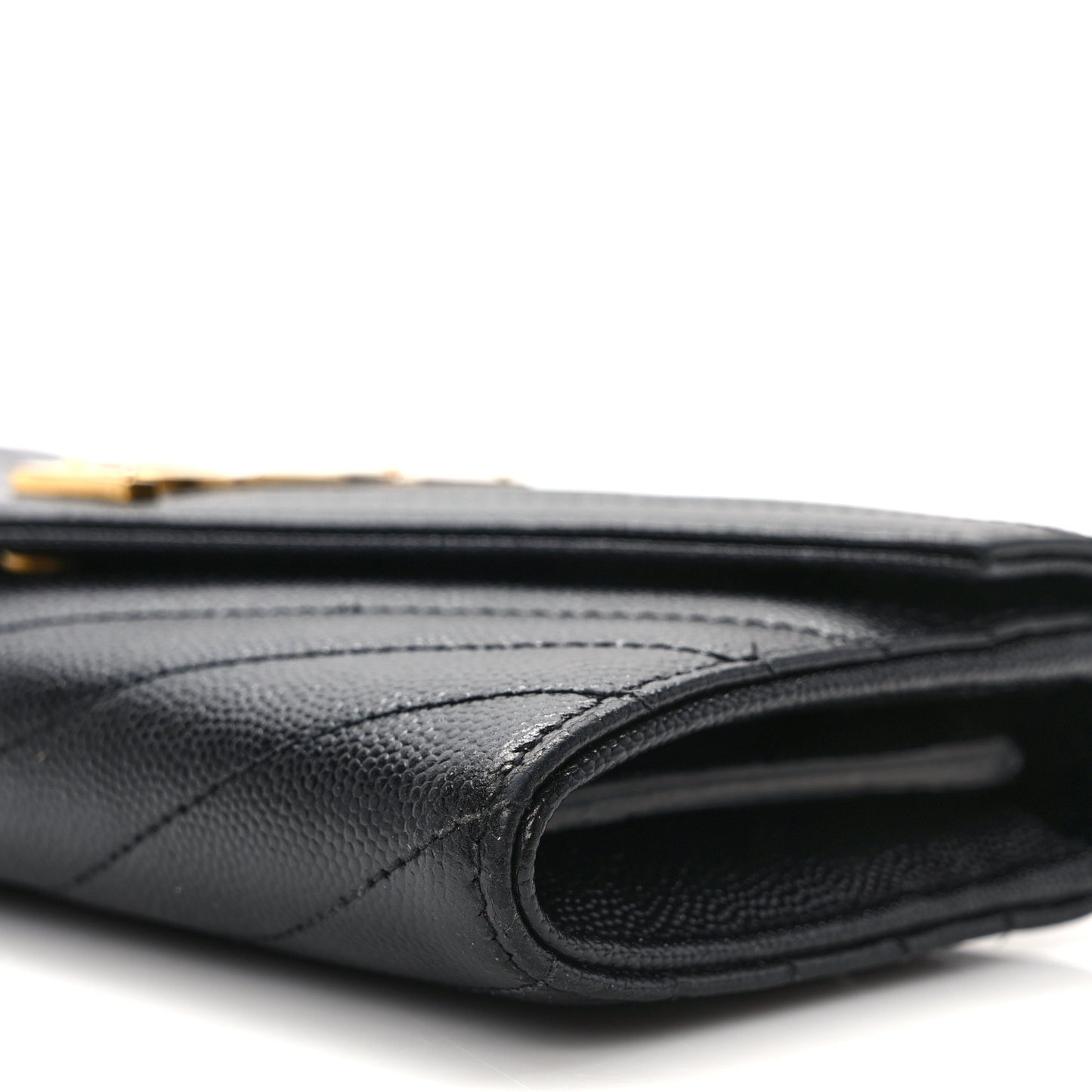 Grain De Poudre Matelasse Chevron Monogram Flap Wallet Black
