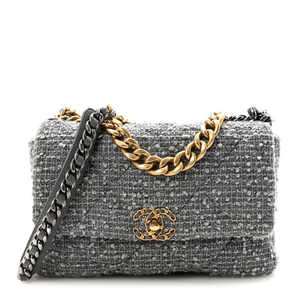 Chanel Tweed Quilted Large Chanel 19 Flap Grey 1 of 11