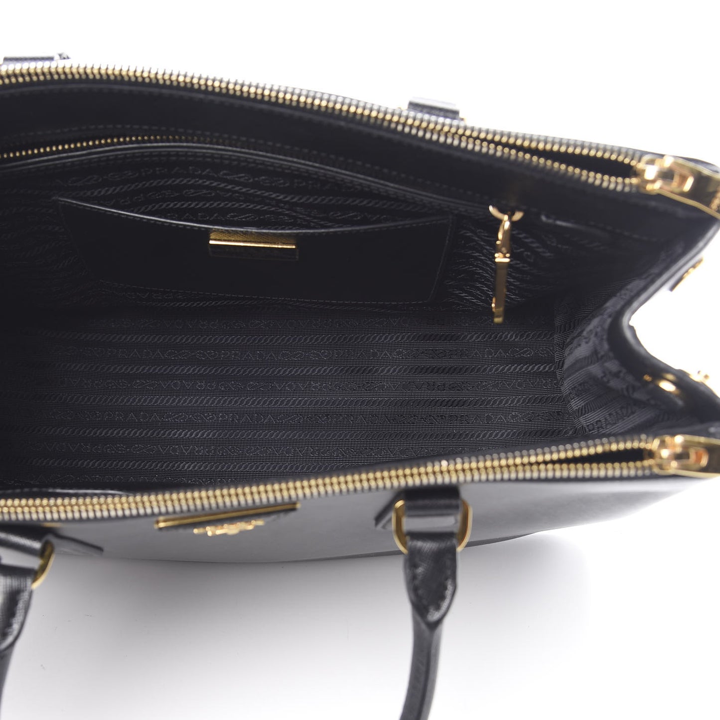 Saffiano Medium Galleria Double Zip Tote Black