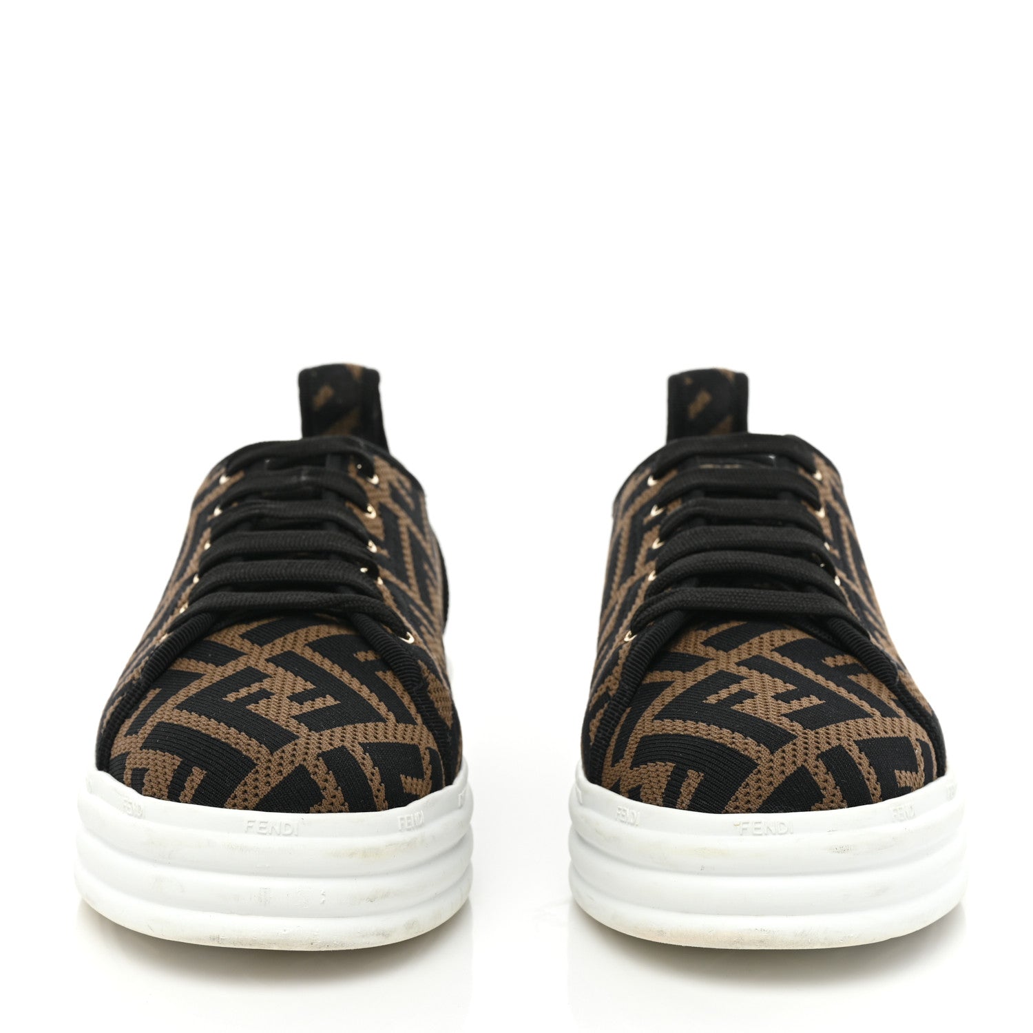 Fendi Fabric FF Micro-Perforated Rise Low Top Sneakers 39 Tobacco Black 2 of 11
