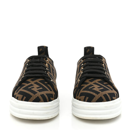 Fendi Fabric FF Micro-Perforated Rise Low Top Sneakers 39 Tobacco Black 2 of 11