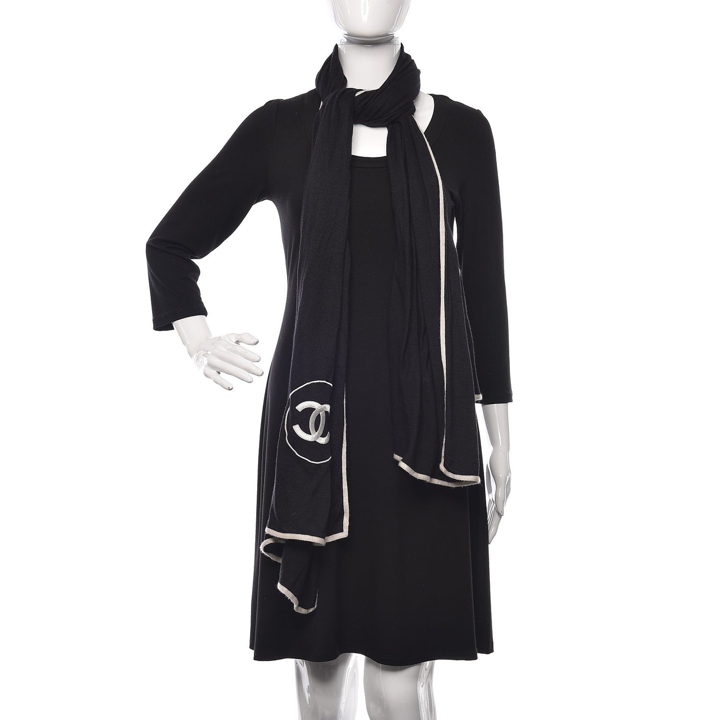 Cashmere Silk CC Scarf Black