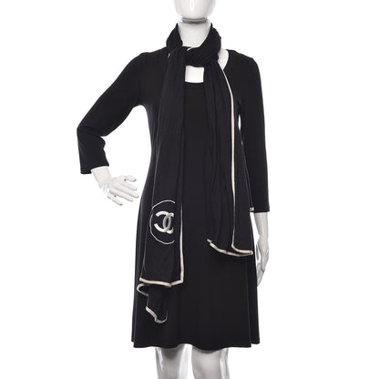Chanel Cashmere Silk CC Scarf Black 2 of 5